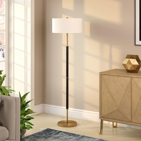 Henn & Hart Simone Matte Black & Brass 2-Bulb Floor Lamp FL0159
